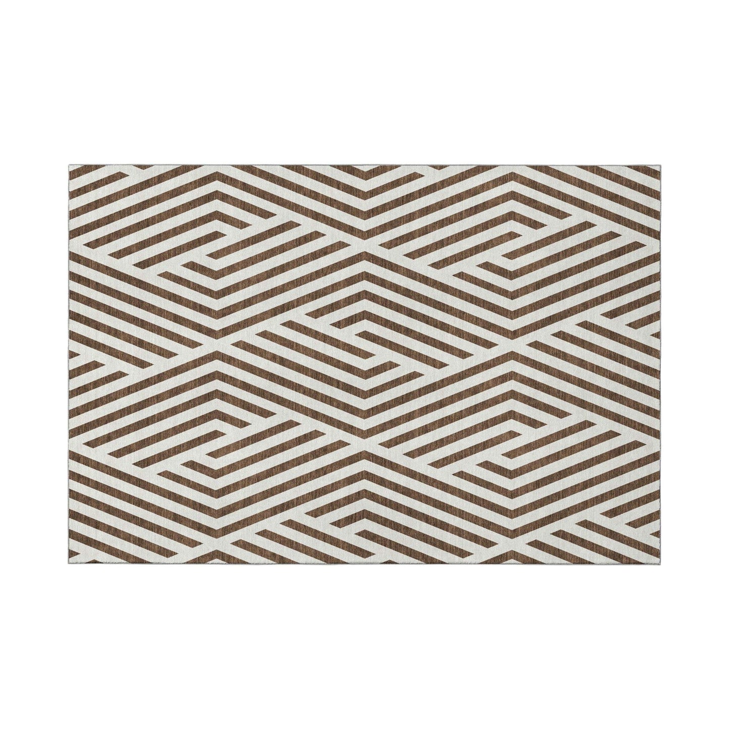 3' X 5' Brown And Ivory Geometric Washable Area Rug With UV Protection - HomeRoots - Flyclothing LLC