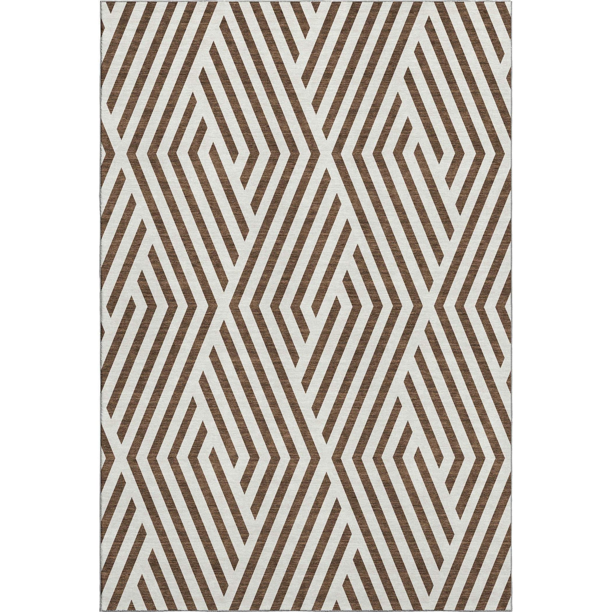 3' X 5' Brown And Ivory Geometric Washable Area Rug With UV Protection - HomeRoots - Flyclothing LLC