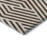 3' X 5' Brown And Ivory Geometric Washable Area Rug With UV Protection - HomeRoots - Flyclothing LLC