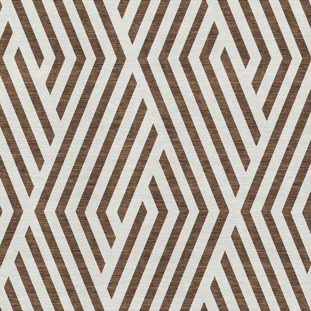 3' X 5' Brown And Ivory Geometric Washable Area Rug With UV Protection - HomeRoots - Flyclothing LLC