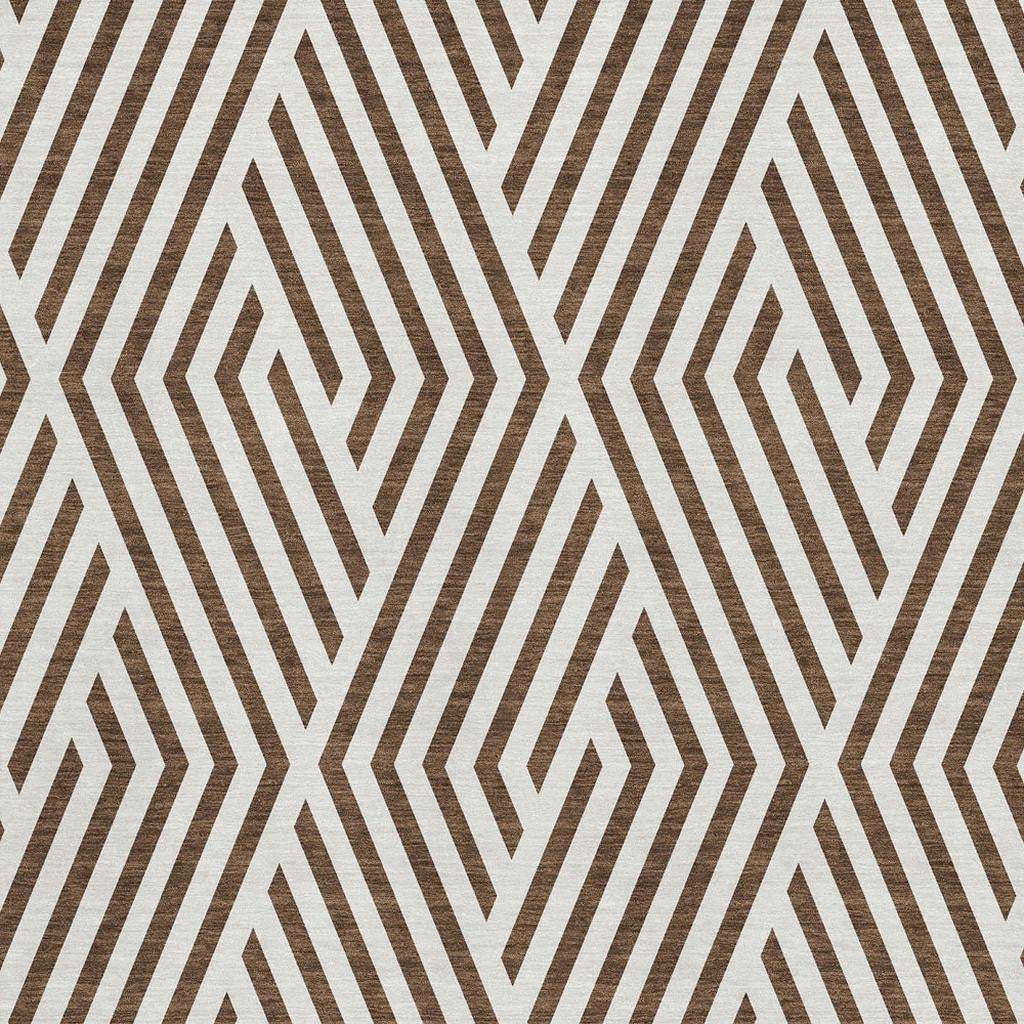 3' X 5' Brown And Ivory Geometric Washable Area Rug With UV Protection - HomeRoots - Flyclothing LLC