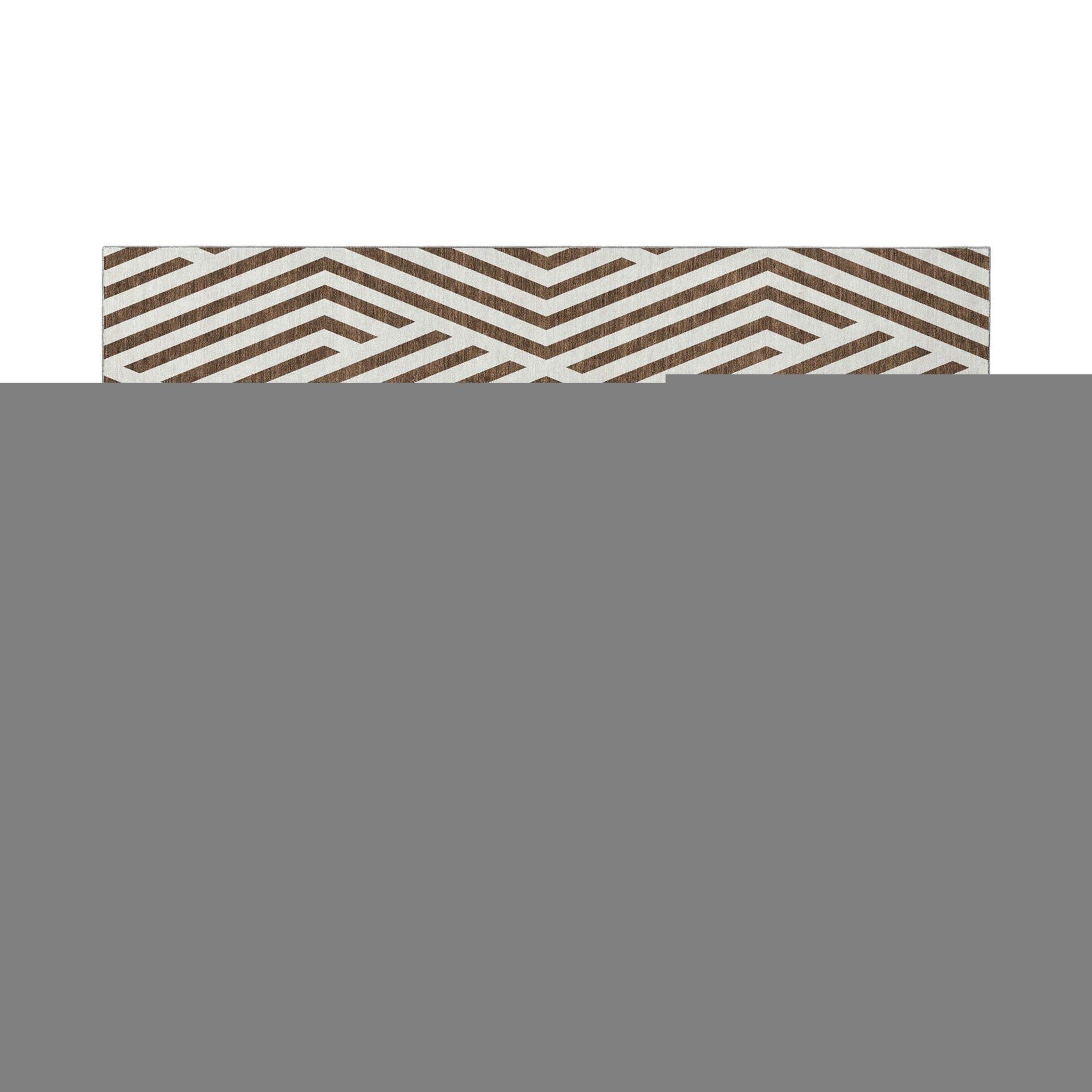 5' X 8' Brown And Ivory Geometric Washable Area Rug With UV Protection - HomeRoots - Flyclothing LLC