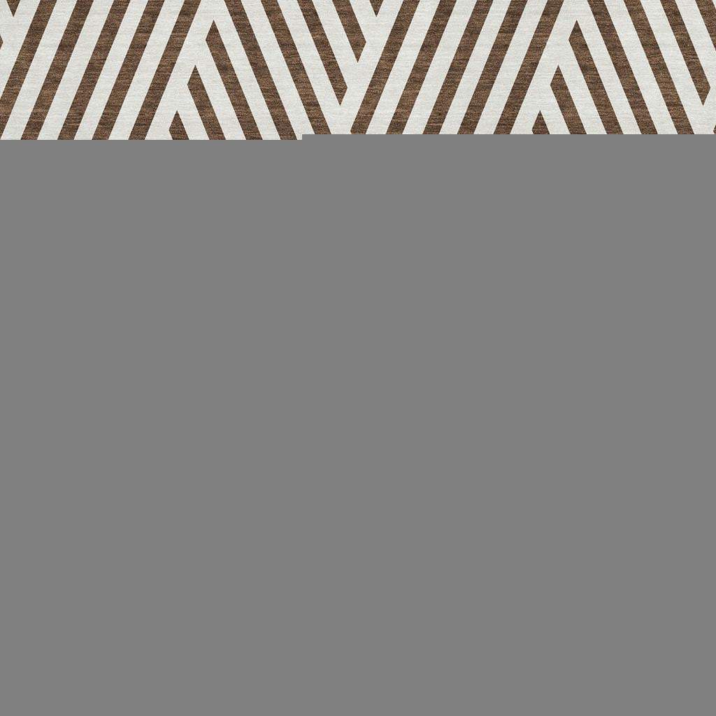 5' X 8' Brown And Ivory Geometric Washable Area Rug With UV Protection - HomeRoots - Flyclothing LLC