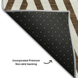 8' Brown And Ivory Geometric Washable Round Rug With UV Protection - HomeRoots - Flyclothing LLC