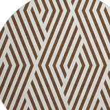 8' Brown And Ivory Geometric Washable Round Rug With UV Protection - HomeRoots - Flyclothing LLC