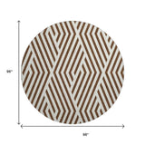 8' Brown And Ivory Geometric Washable Round Rug With UV Protection - HomeRoots - Flyclothing LLC