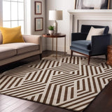 8' X 10' Brown And Ivory Geometric Washable Area Rug With UV Protection - HomeRoots - Flyclothing LLC