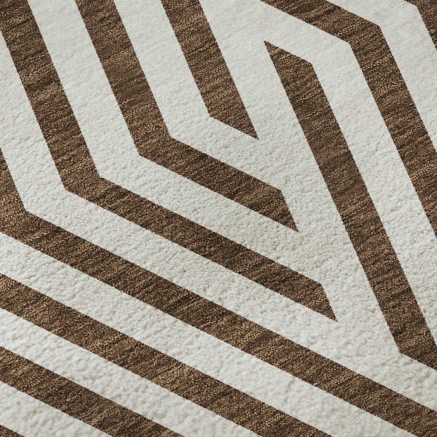 8' X 10' Brown And Ivory Geometric Washable Area Rug With UV Protection - HomeRoots - Flyclothing LLC