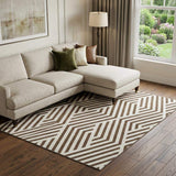 8' X 10' Brown And Ivory Geometric Washable Area Rug With UV Protection - HomeRoots - Flyclothing LLC
