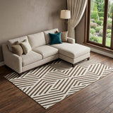 9' X 12' Brown And Ivory Geometric Washable Area Rug With UV Protection - HomeRoots - Flyclothing LLC