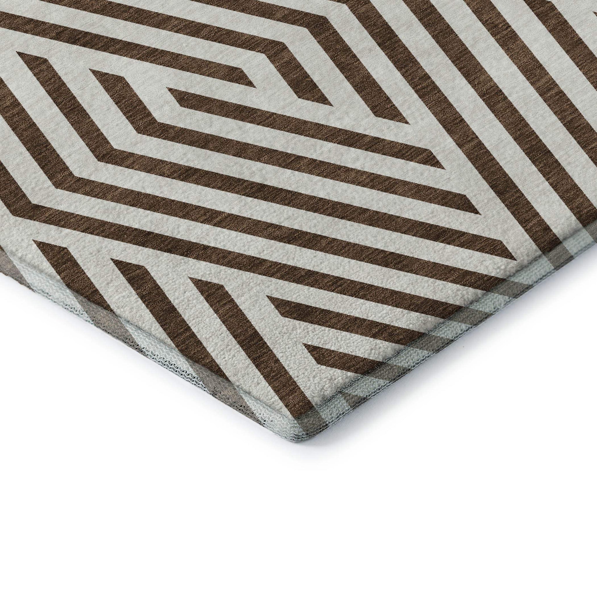 10' X 14' Brown And Ivory Geometric Washable Area Rug With UV Protection - HomeRoots - Flyclothing LLC