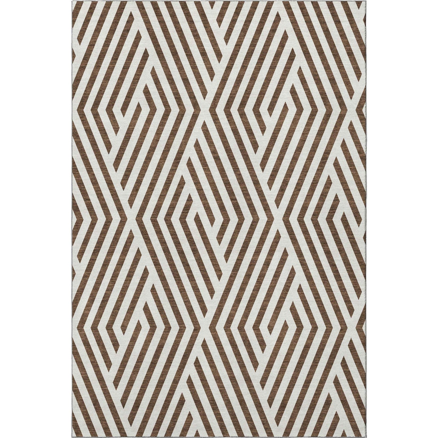 10' X 14' Brown And Ivory Geometric Washable Area Rug With UV Protection - HomeRoots - Flyclothing LLC