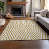 3' X 5' Gold And Ivory Geometric Washable Area Rug With UV Protection - HomeRoots - Flyclothing LLC