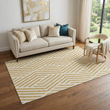 5' X 8' Gold And Ivory Geometric Washable Area Rug With UV Protection - HomeRoots - Flyclothing LLC