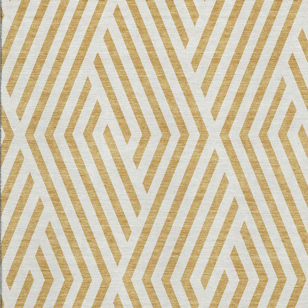 5' X 8' Gold And Ivory Geometric Washable Area Rug With UV Protection - HomeRoots - Flyclothing LLC