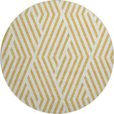 8' Gold And Ivory Geometric Washable Round Rug With UV Protection - HomeRoots - Flyclothing LLC