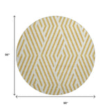 8' Gold And Ivory Geometric Washable Round Rug With UV Protection - HomeRoots - Flyclothing LLC