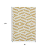 8' X 10' Gold And Ivory Geometric Washable Area Rug With UV Protection - HomeRoots - Flyclothing LLC
