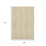 9' X 12' Gold And Ivory Geometric Washable Area Rug With UV Protection - HomeRoots - Flyclothing LLC