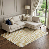 9' X 12' Gold And Ivory Geometric Washable Area Rug With UV Protection - HomeRoots - Flyclothing LLC