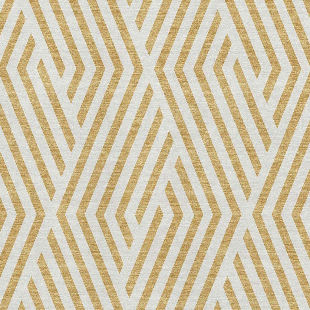 9' X 12' Gold And Ivory Geometric Washable Area Rug With UV Protection - HomeRoots - Flyclothing LLC