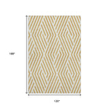 10' X 14' Gold And Ivory Geometric Washable Area Rug With UV Protection - HomeRoots - Flyclothing LLC