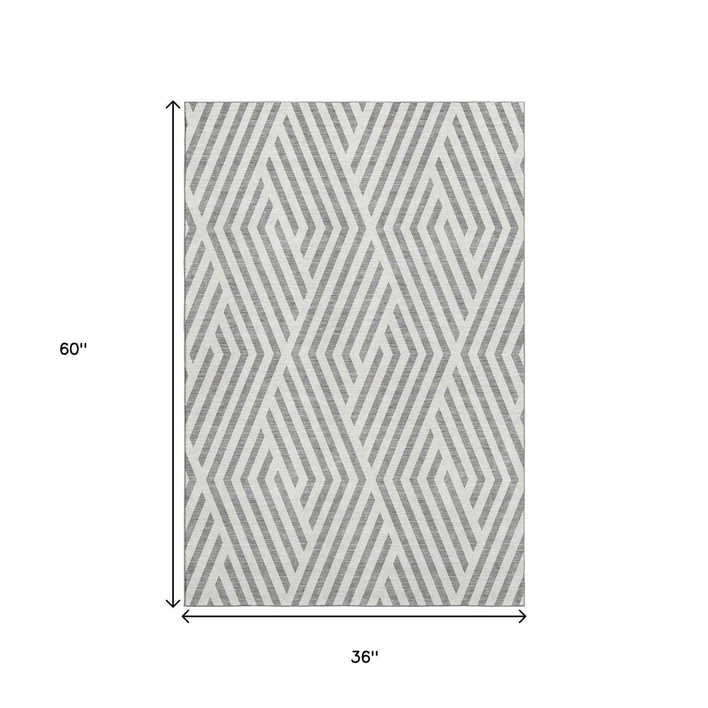 3' X 5' Gray And Ivory Geometric Washable Area Rug With UV Protection - HomeRoots - Flyclothing LLC