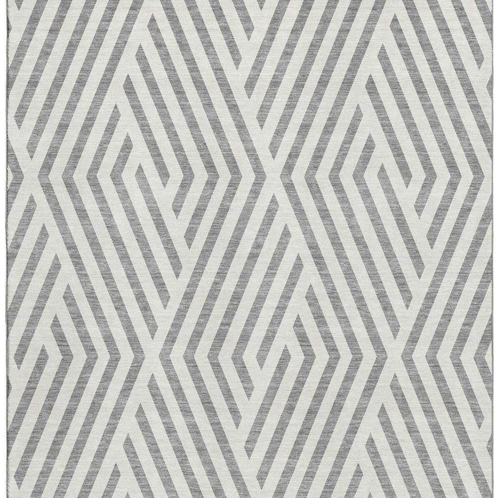 3' X 5' Gray And Ivory Geometric Washable Area Rug With UV Protection - HomeRoots - Flyclothing LLC