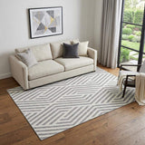 5' X 8' Gray And Ivory Geometric Washable Area Rug With UV Protection - HomeRoots - Flyclothing LLC