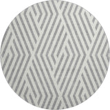 8' Gray And Ivory Geometric Washable Round Rug With UV Protection - HomeRoots - Flyclothing LLC