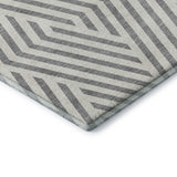 8' Gray And Ivory Geometric Washable Round Rug With UV Protection - HomeRoots - Flyclothing LLC