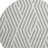 8' Gray And Ivory Geometric Washable Round Rug With UV Protection - HomeRoots - Flyclothing LLC