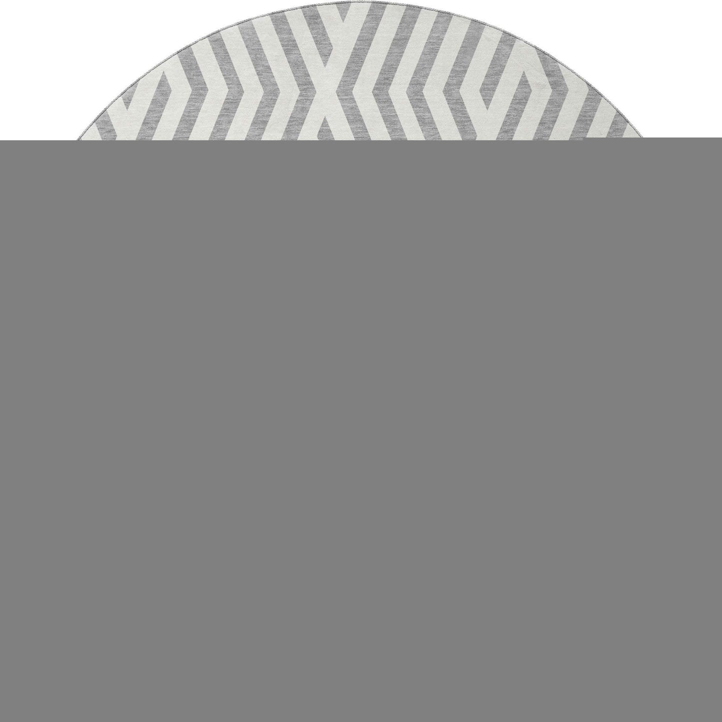 8' Gray And Ivory Geometric Washable Round Rug With UV Protection - HomeRoots - Flyclothing LLC