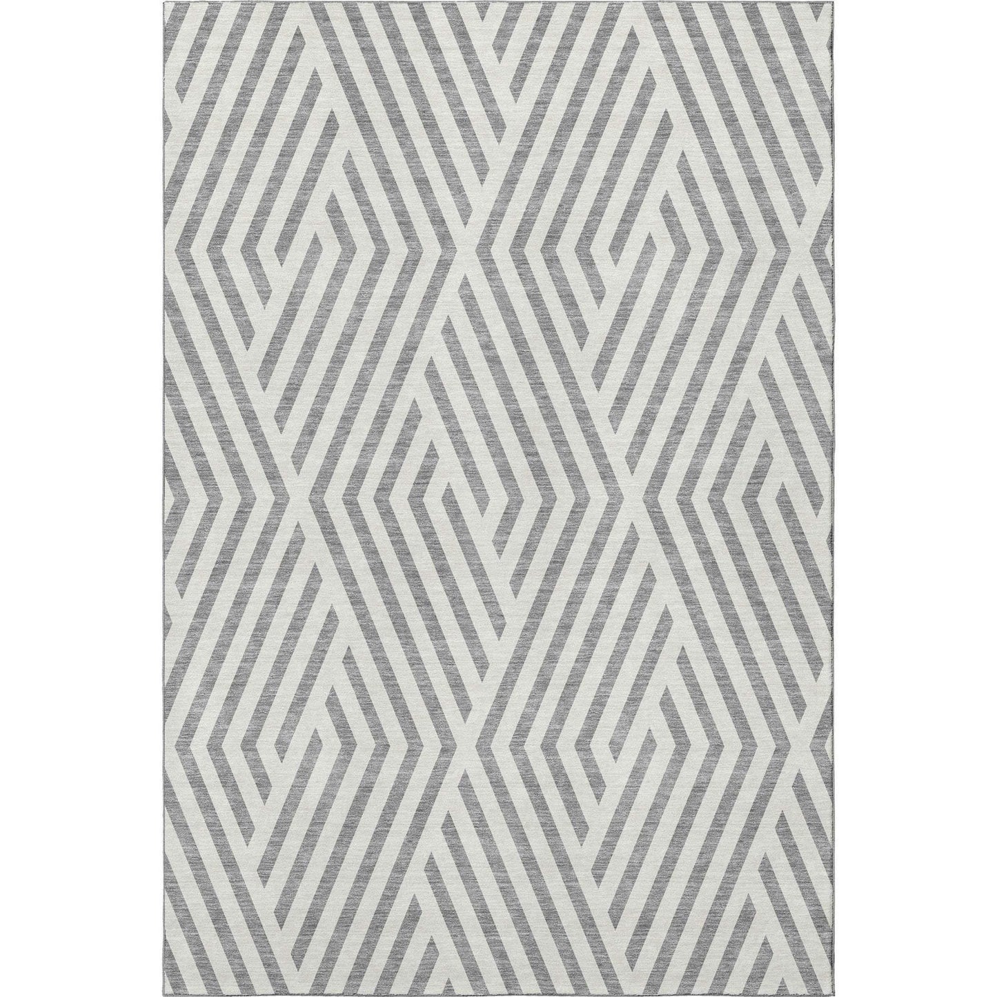 8' X 10' Gray And Ivory Geometric Washable Area Rug With UV Protection - HomeRoots - Flyclothing LLC