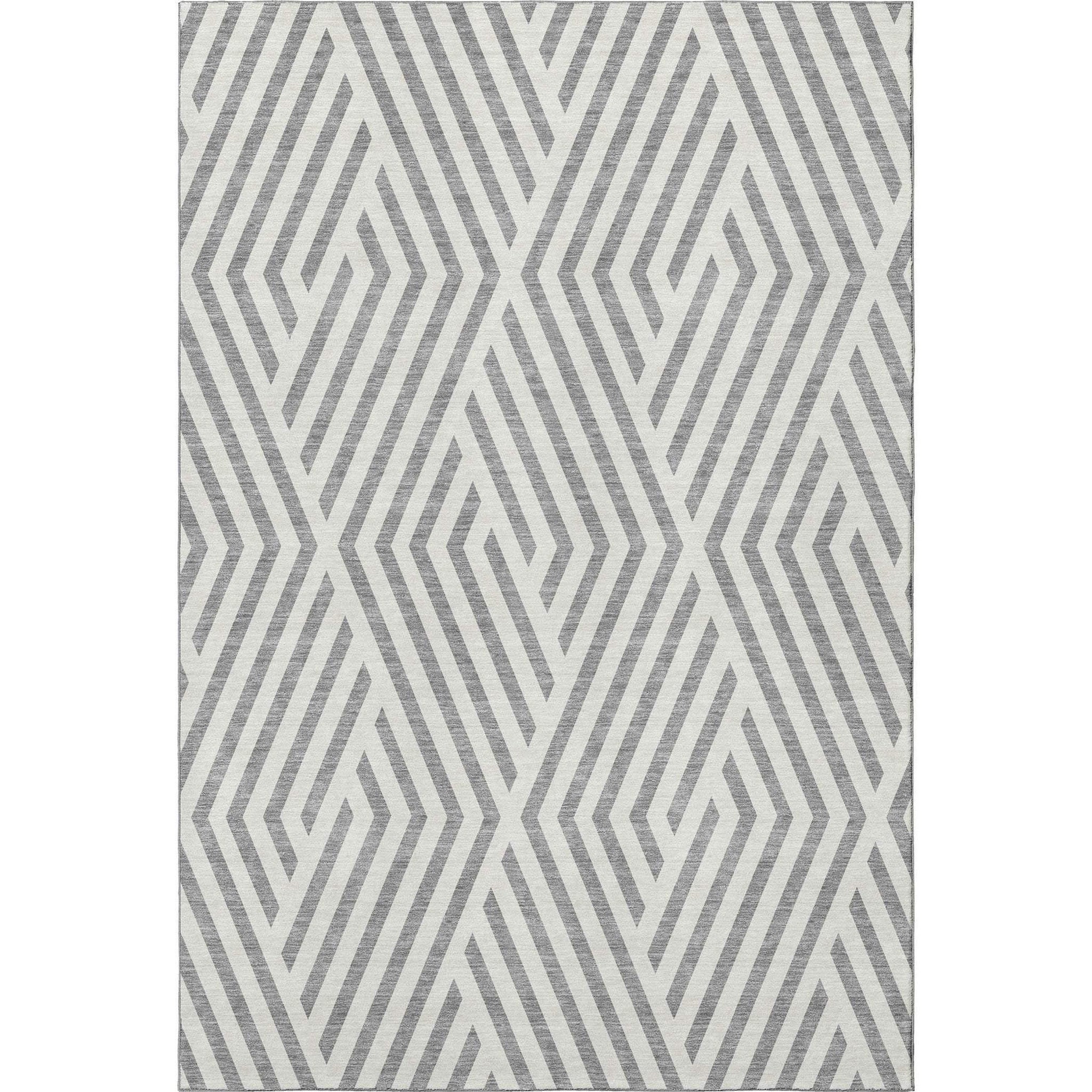 8' X 10' Gray And Ivory Geometric Washable Area Rug With UV Protection - HomeRoots - Flyclothing LLC