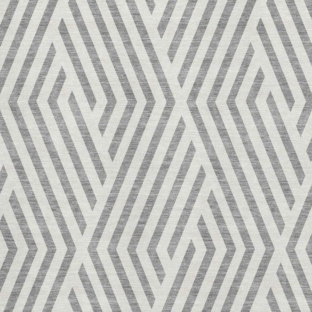 9' X 12' Gray And Ivory Geometric Washable Area Rug With UV Protection - HomeRoots - Flyclothing LLC