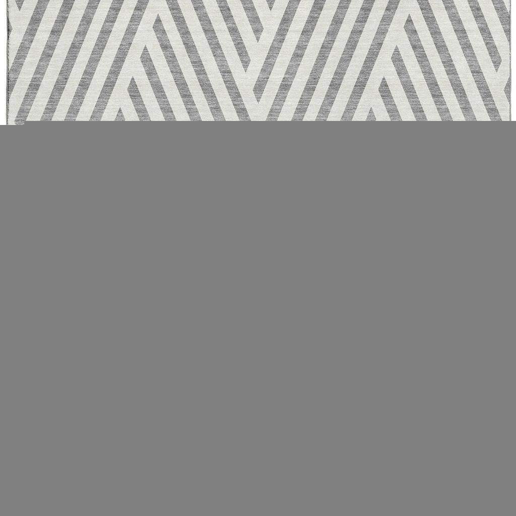 9' X 12' Gray And Ivory Geometric Washable Area Rug With UV Protection - HomeRoots - Flyclothing LLC
