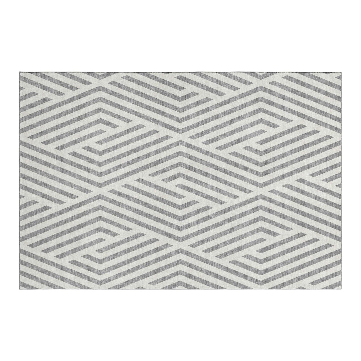 10' X 14' Gray And Ivory Geometric Washable Area Rug With UV Protection - HomeRoots - Flyclothing LLC