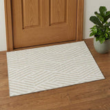 3' X 5' Ivory And Beige Geometric Washable Area Rug With UV Protection - HomeRoots - Flyclothing LLC