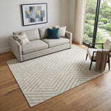 5' X 8' Ivory And Beige Geometric Washable Area Rug With UV Protection - HomeRoots - Flyclothing LLC