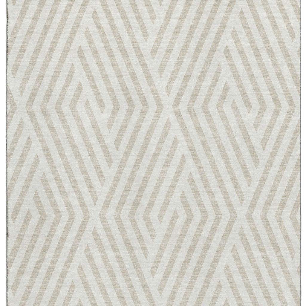 5' X 8' Ivory And Beige Geometric Washable Area Rug With UV Protection - HomeRoots - Flyclothing LLC