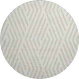 8' Ivory And Beige Geometric Washable Round Rug With UV Protection - HomeRoots - Flyclothing LLC