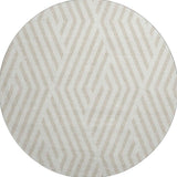 8' Ivory And Beige Geometric Washable Round Rug With UV Protection - HomeRoots - Flyclothing LLC