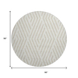 8' Ivory And Beige Geometric Washable Round Rug With UV Protection - HomeRoots - Flyclothing LLC