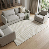 8' X 10' Ivory And Beige Geometric Washable Area Rug With UV Protection - HomeRoots - Flyclothing LLC