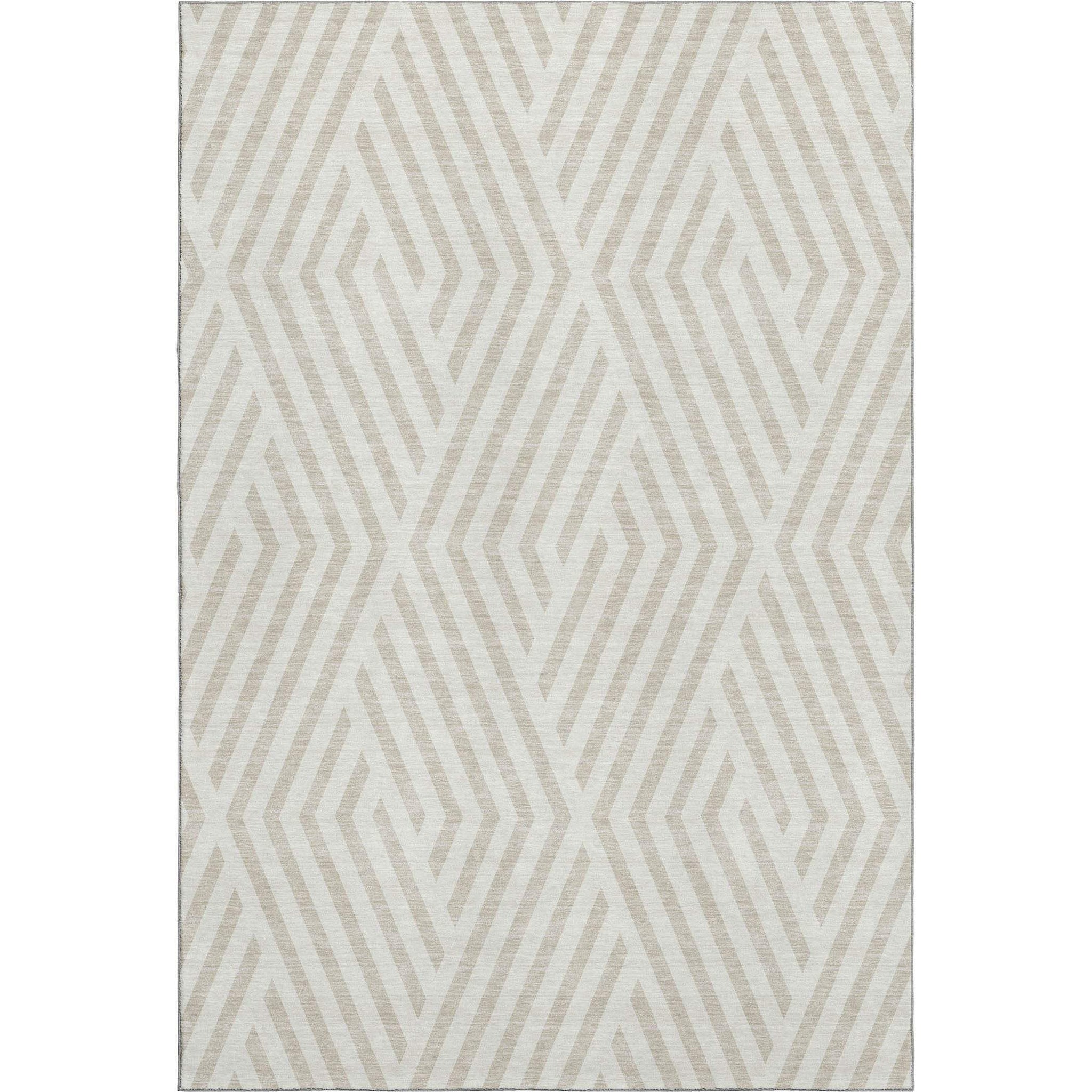 8' X 10' Ivory And Beige Geometric Washable Area Rug With UV Protection - HomeRoots - Flyclothing LLC