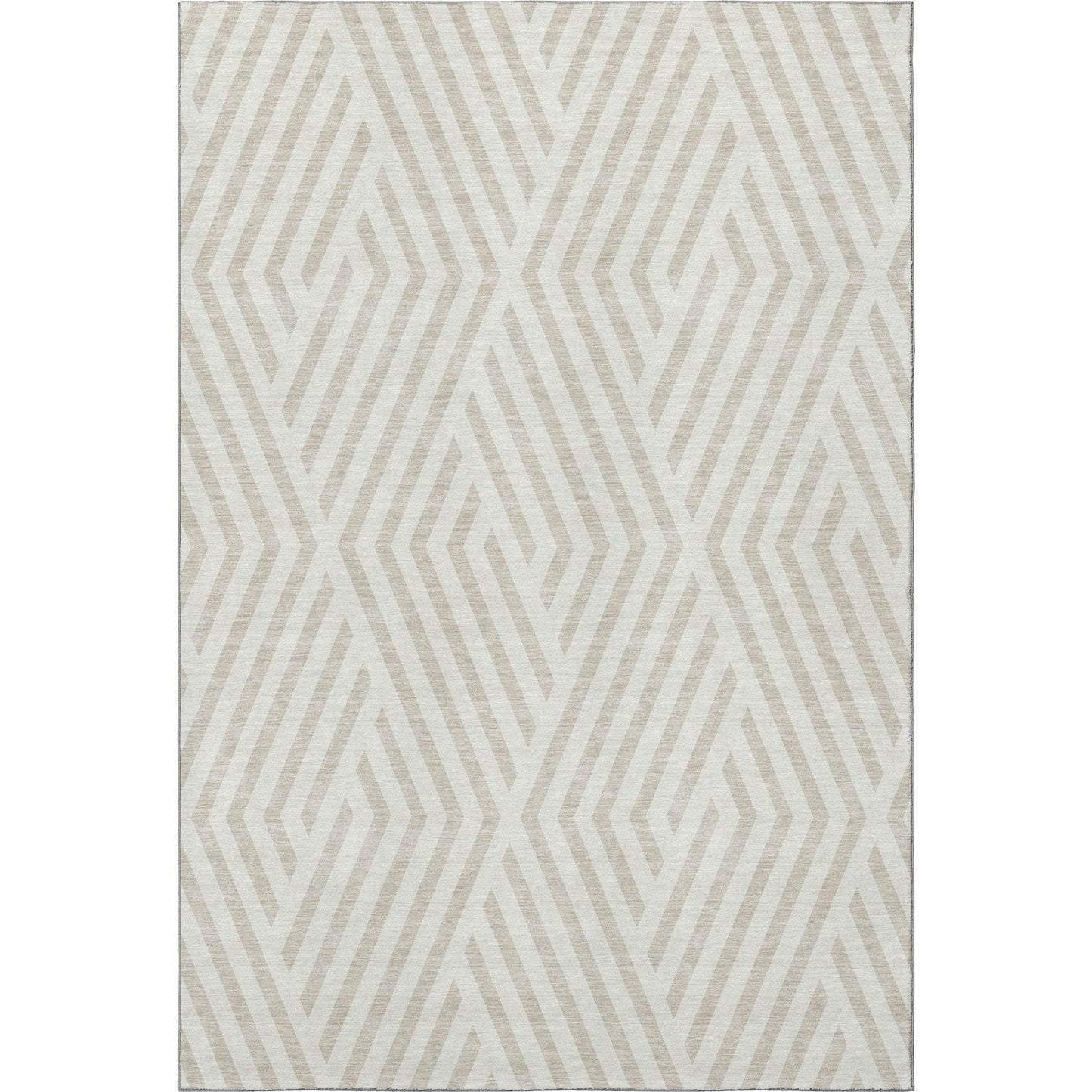 8' X 10' Ivory And Beige Geometric Washable Area Rug With UV Protection - HomeRoots - Flyclothing LLC