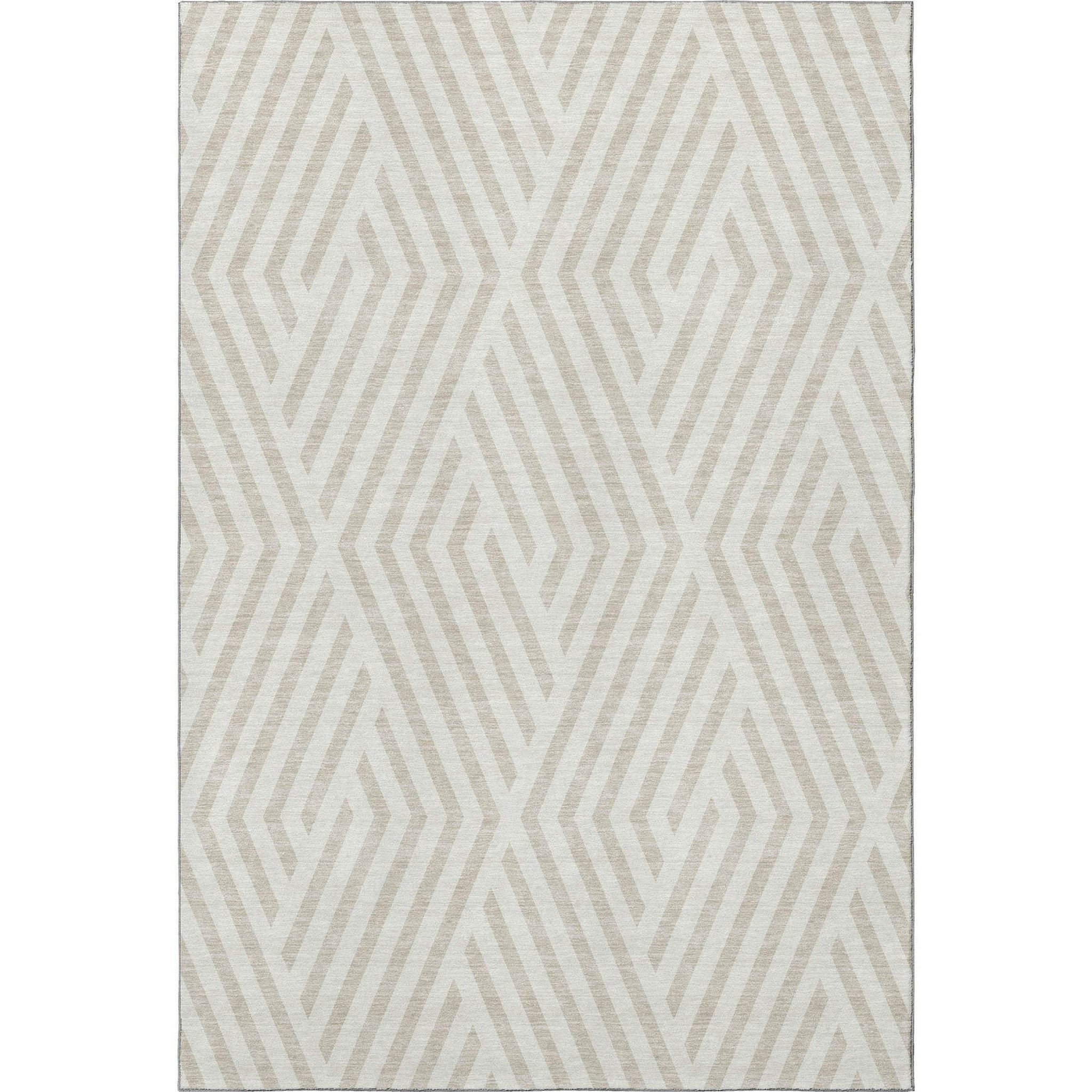 8' X 10' Ivory And Beige Geometric Washable Area Rug With UV Protection - HomeRoots - Flyclothing LLC