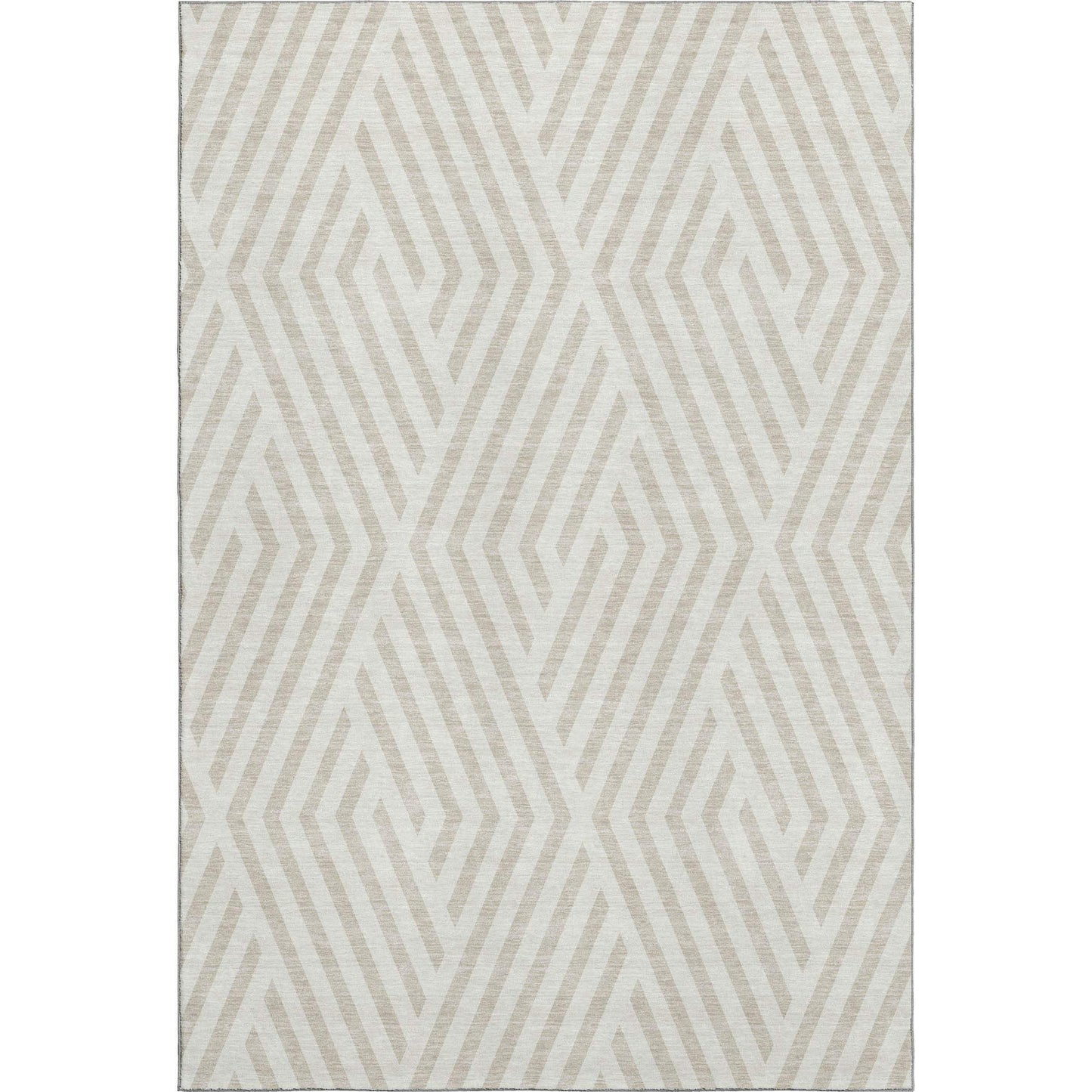 9' X 12' Ivory And Beige Geometric Washable Area Rug With UV Protection - HomeRoots - Flyclothing LLC