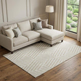10' X 14' Ivory And Beige Geometric Washable Area Rug With UV Protection - HomeRoots - Flyclothing LLC